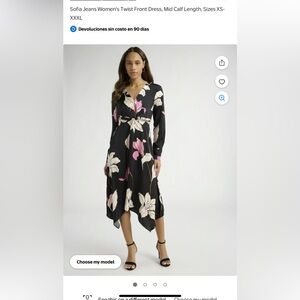 Black and Pink Floral Women's Dress